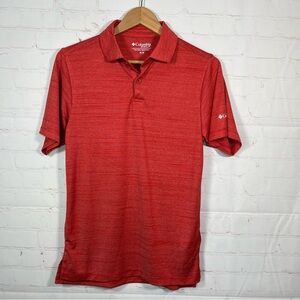 Columbia GOLF Polo Shirt Womens Size Medium Orange Omni-Wick Striped Top